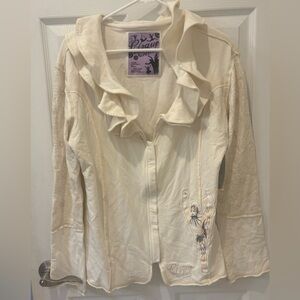 Cirque Du Soleil Cream Ruffled Jacket with Embroidered Ballerina Design